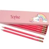Box of 12 Named HB Pencils - Rainbow Unicorn