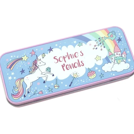 Personalised Pencil Tin - Rainbow Unicorn